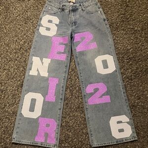 Stylish Gray and Purple Women's Jeans